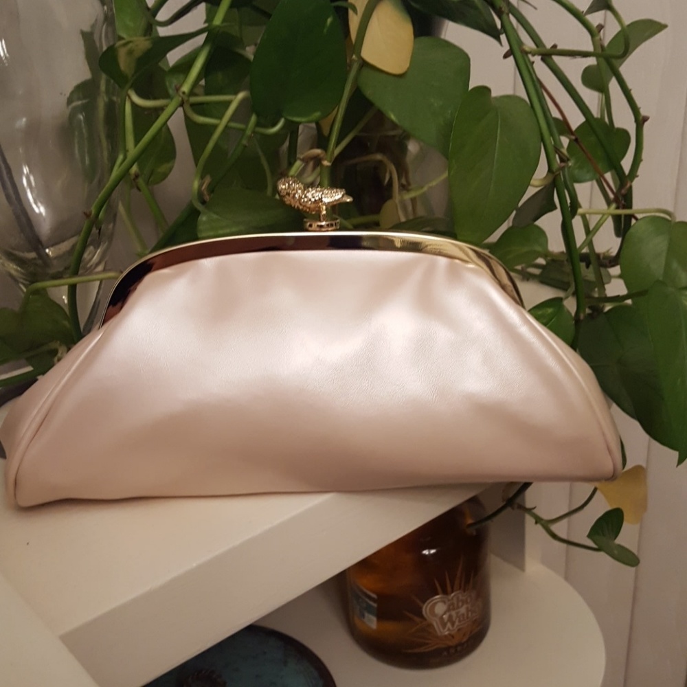Estee & Lilly satin look faux leather clutch